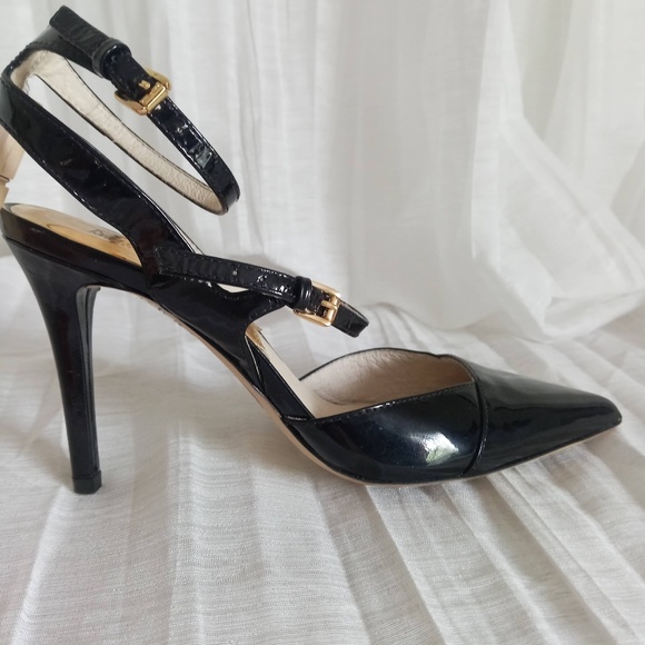 MICHAEL Kors Wrap Ankle Pumps Strap High Heels Black Patent Leather Sz 6 - Picture 3 of 9